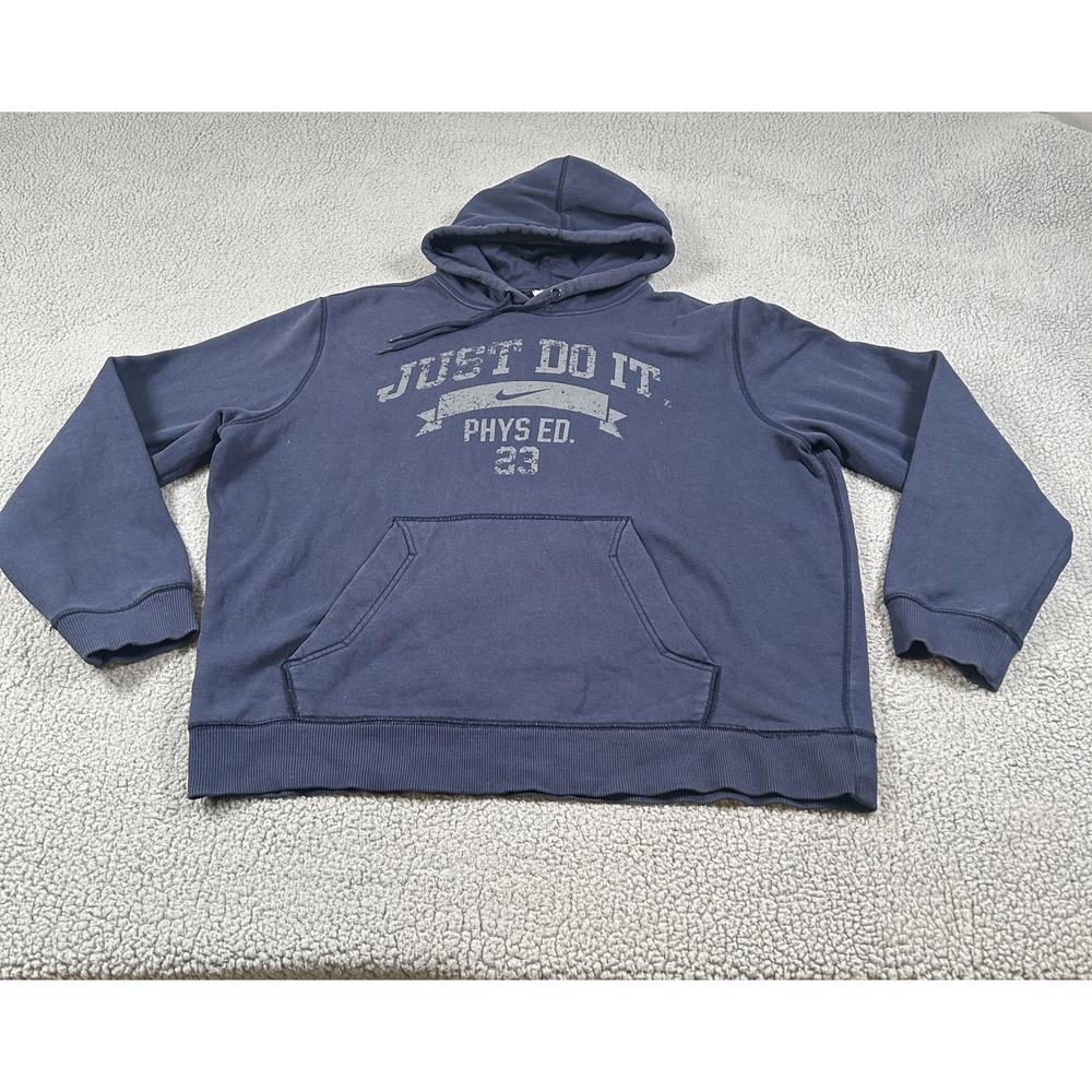Nike Hoodie Mens XL Blue‎ Just Do It Phys Ed 23 Pullover Fleece Graphic Athletic